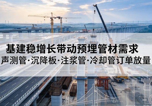 改则基建稳增长带动预埋监测管材需求，声测管、沉降板、注浆管订单持续放量